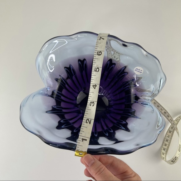Unikat Van Eyk Signed & Numbered German Mid-century Fluted Purple Glass Bowl - Picture 13 of 14